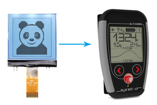 Aplicação da tela gráfica LCD 128X128 Tela exibida em instrumentos de vôo paraaglider